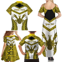 Personalised Niue The Rock Of Polynesia Family Matching Summer Maxi Dress and Hawaiian Shirt Peniamina Gospel Day Yellow Version LT05 - Polynesian Pride