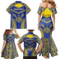 Personalised Niue The Rock Of Polynesia Family Matching Mermaid Dress and Hawaiian Shirt Peniamina Gospel Day Blue Version LT05 - Polynesian Pride