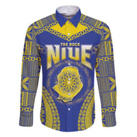 Personalised Niue The Rock Of Polynesia Family Matching Summer Maxi Dress and Hawaiian Shirt Peniamina Gospel Day Blue Version LT05 Dad's Shirt - Long Sleeve Blue - Polynesian Pride