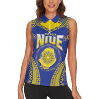 Personalised Niue The Rock Of Polynesia Women Sleeveless Polo Shirt Peniamina Gospel Day Blue Version