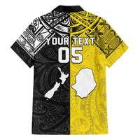 Custom New Zealand Maori And Niue Hiapo Family Matching Off The Shoulder Long Sleeve Dress and Hawaiian Shirt Lizard And Coconut Crab Together LT05 - Polynesian Pride