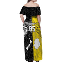 Custom New Zealand Maori And Niue Hiapo Family Matching Off Shoulder Maxi Dress and Hawaiian Shirt Lizard And Coconut Crab Together LT05 - Polynesian Pride