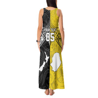 Custom New Zealand Maori And Niue Hiapo Tank Maxi Dress Lizard And Coconut Crab Together LT05 - Polynesian Pride