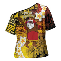 Papua New Guinea Retro Christmas Cross Shoulder Shirt Hamamas Krismas LT05 - Polynesian Pride