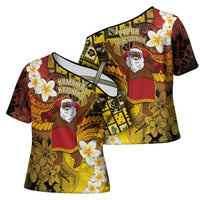 Papua New Guinea Retro Christmas Cross Shoulder Shirt Hamamas Krismas LT05 - Polynesian Pride