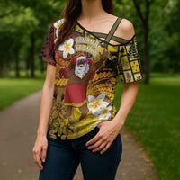 Papua New Guinea Retro Christmas Cross Shoulder Shirt Hamamas Krismas LT05 - Polynesian Pride