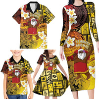Papua New Guinea Retro Christmas Family Matching Long Sleeve Bodycon Dress and Hawaiian Shirt Hamamas Krismas LT05 - Polynesian Pride