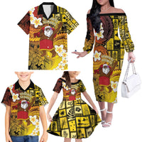 Papua New Guinea Retro Christmas Family Matching Off The Shoulder Long Sleeve Dress and Hawaiian Shirt Hamamas Krismas LT05 - Polynesian Pride