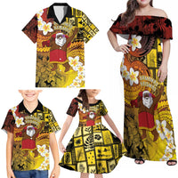 Papua New Guinea Retro Christmas Family Matching Off Shoulder Maxi Dress and Hawaiian Shirt Hamamas Krismas LT05 - Polynesian Pride