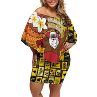Papua New Guinea Retro Christmas Family Matching Off Shoulder Short Dress and Hawaiian Shirt Hamamas Krismas LT05 Mom's Dress Colorful - Polynesian Pride