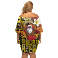 Papua New Guinea Retro Christmas Family Matching Off Shoulder Short Dress and Hawaiian Shirt Hamamas Krismas LT05 - Polynesian Pride
