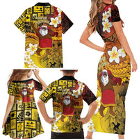 Papua New Guinea Retro Christmas Family Matching Short Sleeve Bodycon Dress and Hawaiian Shirt Hamamas Krismas LT05 - Polynesian Pride
