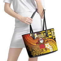 Papua New Guinea Retro Christmas Leather Tote Bag Hamamas Krismas - Polynesian Pride