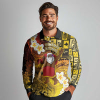 Papua New Guinea Retro Christmas Long Sleeve Polo Shirt Hamamas Krismas - Polynesian Pride