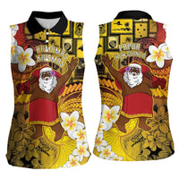 Papua New Guinea Retro Christmas Women Sleeveless Polo Shirt Hamamas Krismas LT05 - Polynesian Pride