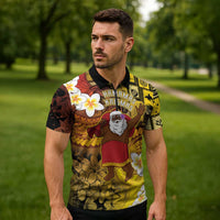 Papua New Guinea Retro Christmas Zipper Polo Shirt Hamamas Krismas - Polynesian Pride