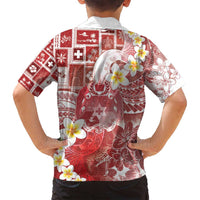 Tonga Christmas Family Matching Off Shoulder Short Dress and Hawaiian Shirt Kilisimasi Fiefia Retro Style Red - Polynesian Pride