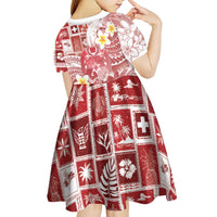 Tonga Christmas Kid Short Sleeve Dress Kilisimasi Fiefia Retro Style Red - Polynesian Pride