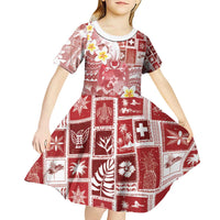 Tonga Christmas Kid Short Sleeve Dress Kilisimasi Fiefia Retro Style Red - Polynesian Pride