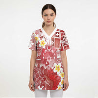 Tonga Christmas Scrub Top Kilisimasi Fiefia Retro Style Red - Polynesian Pride