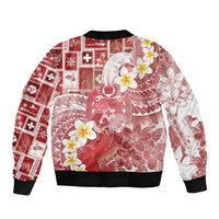 Tonga Christmas Sleeve Zip Bomber Jacket Kilisimasi Fiefia Retro Style Red - Polynesian Pride