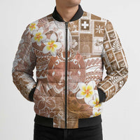 Tonga Christmas Bomber Puffer Jacket Kilisimasi Fiefia Retro Style Brown - Polynesian Pride