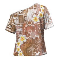 Tonga Christmas Cross Shoulder Shirt Kilisimasi Fiefia Retro Style Brown - Polynesian Pride