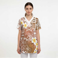 Tonga Christmas Scrub Top Kilisimasi Fiefia Retro Style Brown - Polynesian Pride