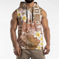 Tonga Christmas Sleeveless Hoodie Kilisimasi Fiefia Retro Style Brown - Polynesian Pride