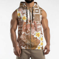 Tonga Christmas Sleeveless Zip Hoodie Kilisimasi Fiefia Retro Style Brown - Polynesian Pride