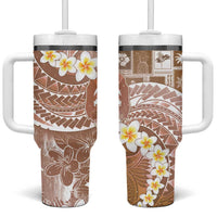 Tonga Christmas Tumbler With Handle Kilisimasi Fiefia Retro Style Brown - Polynesian Pride
