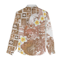 Tonga Christmas Women Casual Shirt Kilisimasi Fiefia Retro Style Brown - Polynesian Pride