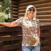 Tonga Christmas Women Polo Shirt Kilisimasi Fiefia Retro Style Brown - Polynesian Pride