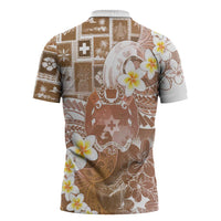 Tonga Christmas Zipper Polo Shirt Kilisimasi Fiefia Retro Style Brown - Polynesian Pride