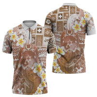 Tonga Christmas Zipper Polo Shirt Kilisimasi Fiefia Retro Style Brown - Polynesian Pride