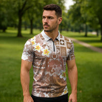 Tonga Christmas Zipper Polo Shirt Kilisimasi Fiefia Retro Style Brown - Polynesian Pride