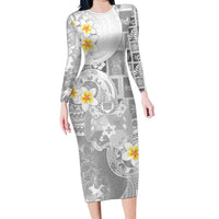 Tonga Christmas Family Matching Long Sleeve Bodycon Dress and Hawaiian Shirt Kilisimasi Fiefia Retro Style White LT05 Mom's Dress White - Polynesian Pride