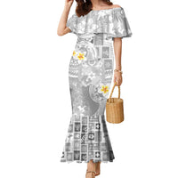 Tonga Christmas Family Matching Mermaid Dress and Hawaiian Shirt Kilisimasi Fiefia Retro Style White LT05 Mom's Dress White - Polynesian Pride