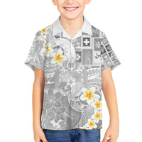 Tonga Christmas Family Matching Off Shoulder Short Dress and Hawaiian Shirt Kilisimasi Fiefia Retro Style White LT05 Son's Shirt White - Polynesian Pride