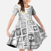 Tonga Christmas Family Matching Puletasi and Hawaiian Shirt Kilisimasi Fiefia Retro Style White LT05 Daughter's Dress White - Polynesian Pride