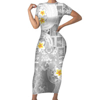 Tonga Christmas Family Matching Short Sleeve Bodycon Dress and Hawaiian Shirt Kilisimasi Fiefia Retro Style White LT05 Mom's Dress White - Polynesian Pride