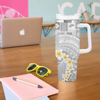 Tonga Christmas Tumbler With Handle Kilisimasi Fiefia Retro Style White - Polynesian Pride