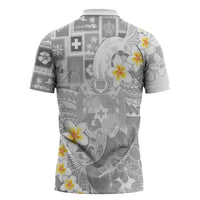 Tonga Christmas Zipper Polo Shirt Kilisimasi Fiefia Retro Style White - Polynesian Pride