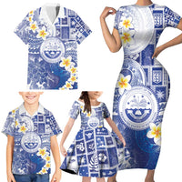 Federated States Of Micronesia Christmas Family Matching Short Sleeve Bodycon Dress and Hawaiian Shirt Retro Style Bright Version LT05 - Polynesian Pride