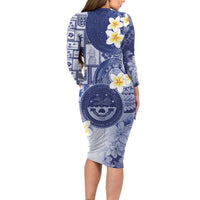 Federated States Of Micronesia Christmas Long Sleeve Bodycon Dress Retro Style Dark Version - Polynesian Pride