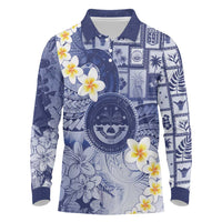 Federated States Of Micronesia Christmas Long Sleeve Polo Shirt Retro Style Dark Version LT05 Navy - Polynesian Pride