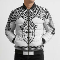 Personalised Melanesian Brotherhood Bomber Puffer Jacket With Tribal Pattern - Polynesian Pride