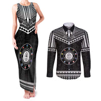 Personalised Melanesian Brotherhood Couples Matching Tank Maxi Dress and Long Sleeve Button Shirt Ministry Faith And Mission LT05 Black - Polynesian Pride