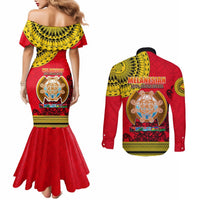 Papua New Guinea Couples Matching Mermaid Dress and Long Sleeve Button Shirts Melanesian Festival 2023 LT6 - Polynesian Pride