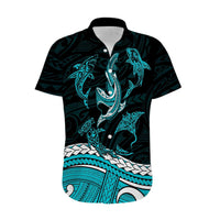 Polynesian Tribal Hawaiian Shirt with Sharks Tattoo Green LT6 Green - Polynesian Pride